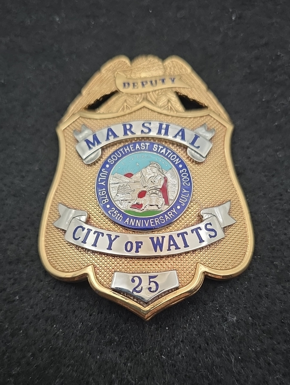 Deputy Marshal Badge City of Watts Los Angeles Hallmark Entenmann Rovin Numbered